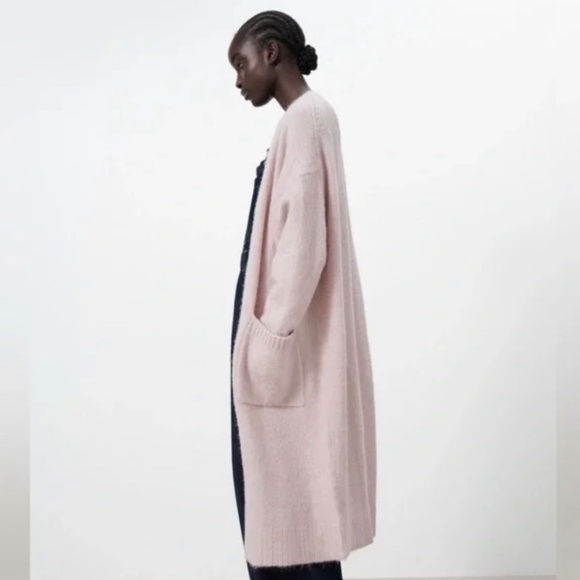 ZARA Pink Long Knit Cardigan Sweater. Size M - Picture 4 of 11